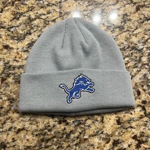 Detroit Lions Beanie Hat Idegy Grey Knit Cuffed Stocking Cap NFL Football Mens